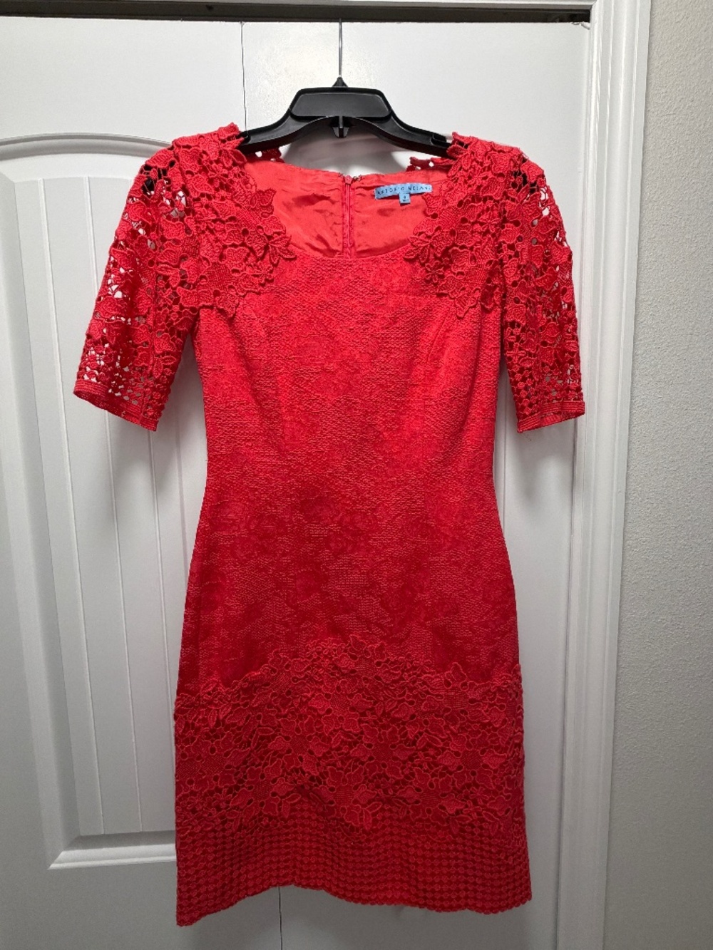 Like New Antonio Melani Floral Brocade Lace Accent Midi Dress, Size 0